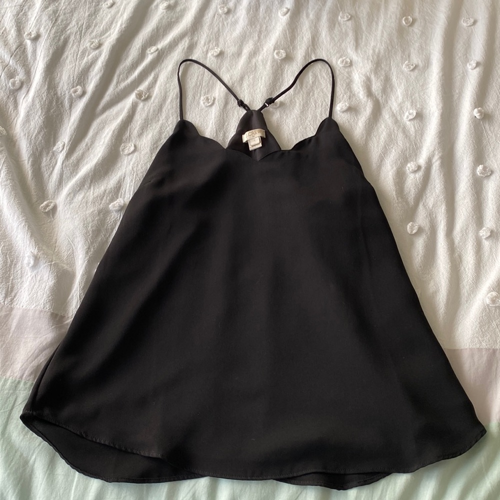 Black scalloped tank top Jcrew